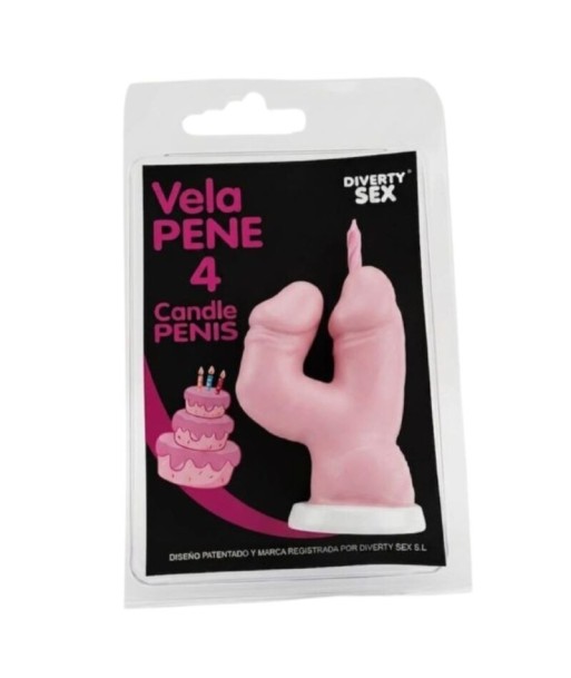 DIABLO PICANTE - VELA PENE EN FORMA DE NÚMERO 4 COLOR ROSA