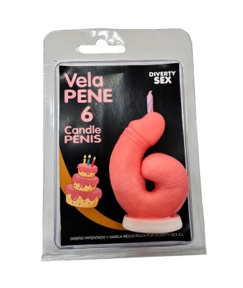 DIABLO PICANTE - VELA PENE EN FORMA DE NÚMERO 6 COLOR ROSA