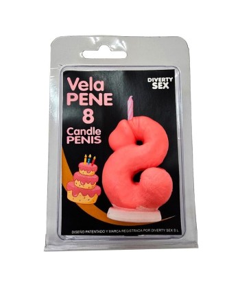 DIABLO PICANTE - VELA PENE EN FORMA DE NÚMERO 8 COLOR ROSA