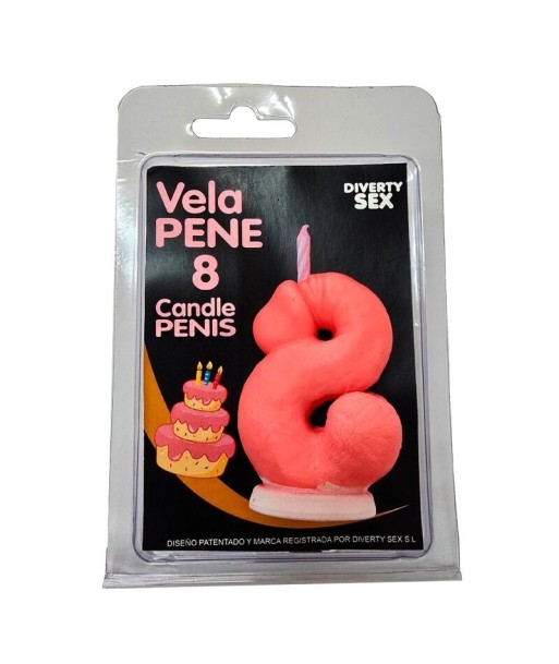 DIABLO PICANTE - VELA PENE EN FORMA DE NÚMERO 8 COLOR ROSA