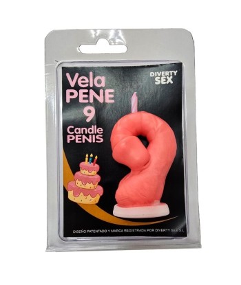 DIABLO PICANTE - VELA PENE EN FORMA DE NÚMERO 9 COLOR ROSA