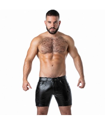 LOCKER GEAR - PUNCH HOLE LEATHERETTE PANTALÓN CORTO CARGO NEGRO S