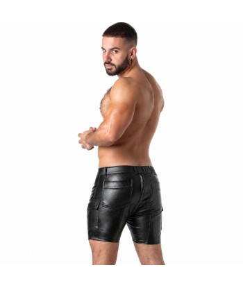 LOCKER GEAR - PUNCH HOLE LEATHERETTE PANTALÓN CORTO CARGO NEGRO S