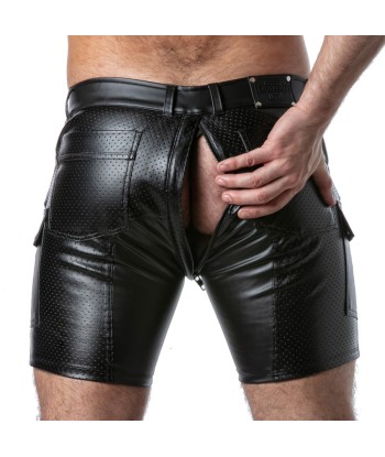 LOCKER GEAR - PUNCH HOLE LEATHERETTE PANTALÓN CORTO CARGO NEGRO S
