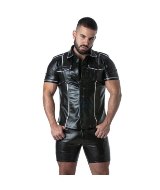 LOCKER GEAR - PUNCH HOLE LEATHERETTE CAMISA BLANCO S
