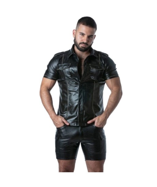 LOCKER GEAR - PUNCH HOLE LEATHERETTE CAMISA BLANCO S