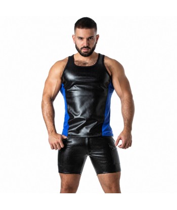LOCKER GEAR - PUNCH HOLE LEATHERETTE CAMISETA DE TIRANTES AZUL S