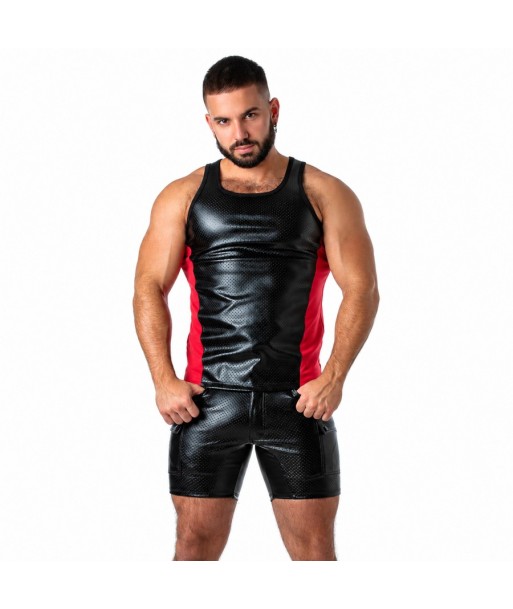 LOCKER GEAR - PUNCH HOLE LEATHERETTE CAMISETA DE TIRANTES AZUL S