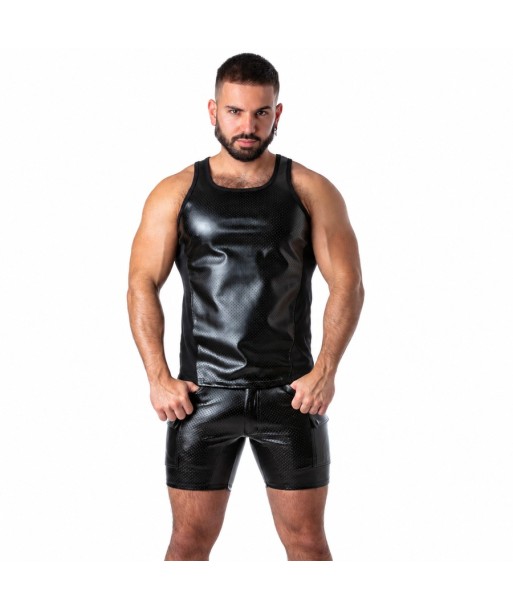 LOCKER GEAR - PUNCH HOLE LEATHERETTE CAMISETA DE TIRANTES AZUL S