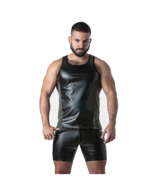 LOCKER GEAR - PUNCH HOLE LEATHERETTE CAMISETA DE TIRANTES AZUL S