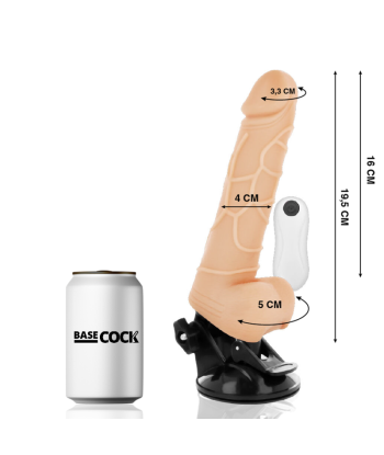 BASECOCK - VIBRADOR REALÍSTICO CONTROL REMOTO NATURAL CON TESTÍCULOS 19.5 CM -O- 4 CM