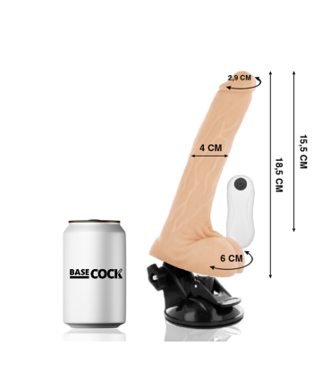 BASECOCK - VIBRADOR REALÍSTICO ARTICULABLE CONTROL REMOTO NATURAL 18.5 CM -O- 4 CM