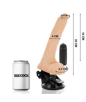 BASECOCK - VIBRADOR REALÍSTICO CONTROL REMOTO NATURAL CON TESTÍCULOS 20 CM -O- 4 CM