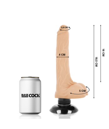 BASECOCK - VIBRADOR REALÍSTICO 2-1 NATURAL 18.5 CM -O- 4 CM