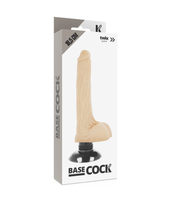 BASECOCK - VIBRADOR REALÍSTICO 2-1 NATURAL 18.5 CM -O- 4 CM