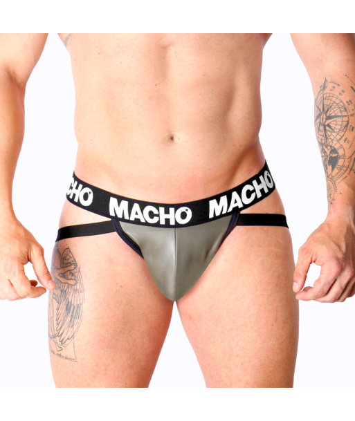 MACHO - MX27GR JOCK CUERO GRIS BEIGE S MACHO - MX27GR JOCK CUERO GRIS BEIGE S