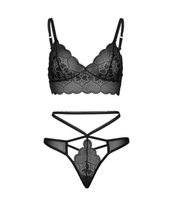 LEG AVENUE - SET 2 PIEZAS CON TANGA DOBLE TIRANTA S-M NEGRO