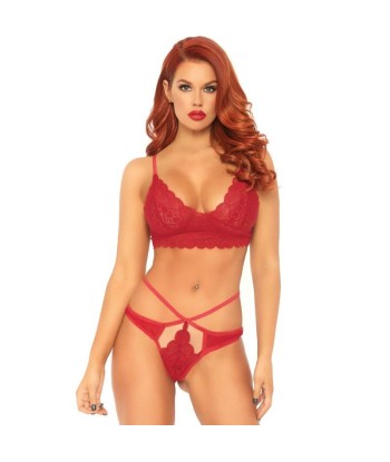 LEG AVENUE - SET 2 PIEZAS CON TANGA DOBLE TIRANTA M-L ROJO
